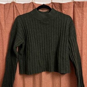 Madewell Dark Green Ribbed Turtleneck Sweater